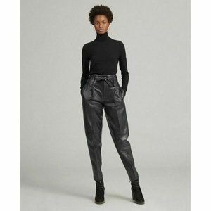 Polo Ralph Lauren NWT! Black Leather Trousers Sz 14 SUPER RARE!